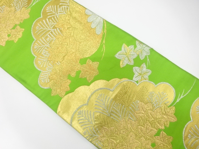 JAPANESE KIMONO / ANTIQUE FUKURO OBI / SILK / WOVEN YOUNG PINE & MAPLE